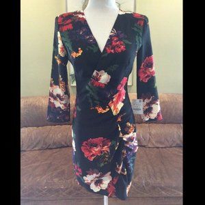 Zara Floral Padded Shoulder Mini Dress (S)